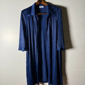 Vanity Fair Vintage Nightgown-L Housecoat-M Set Navy Blue